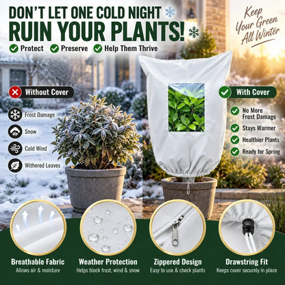 🌱Winterschutz-Pflanzenhülle mit Reißverschluss und Kordelzug zum Frostschutz