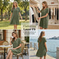 🔥Letzter Tag: 60% Rabatt!⏰👗Rabatt Damen Tunika-Kleid mit V-Ausschnitt & Taschen 🌊 Lässiges Kleid in Leinenoptik für Sommer, Strand & Alltag