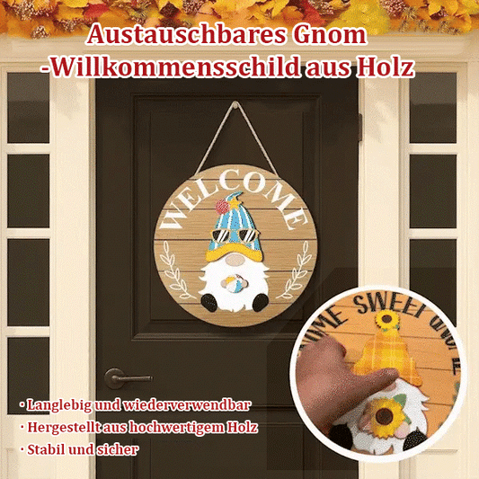 🎅Saisonangebot🎄Austauschbares hölzernes Gnom-Willkommensschild🎈