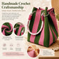 🌴 Boho Gestreifter Strick-Bucket-Bag für Damen – Handgemachte Sommer-Strand-Umhängetasche