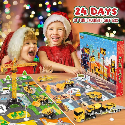 🚗Adventskalender für Jungen: Spielzeugsets mit Baumaschinen aus Metalllegierung
