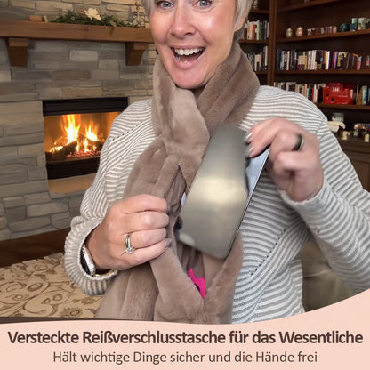🎅Weihnachtssonderangebote €13.99!!⚡50K+ verkauft!🧣Ultraweicher Kunstfell-Durchziehschal mit geheimer Reißverschlusstasche