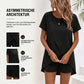 👗 50% RABATT! ☀️ Damen Zweiteiler – asymmetrisches Oberteil & Shorts – Einfarbig, luftig & vielseitig für Sommer, Strand & Alltag 🏖️