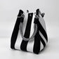 🌴 Boho Gestreifter Strick-Bucket-Bag für Damen – Handgemachte Sommer-Strand-Umhängetasche