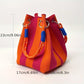 🌴 Boho Gestreifter Strick-Bucket-Bag für Damen – Handgemachte Sommer-Strand-Umhängetasche