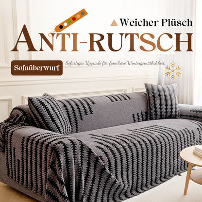 ✨ Plüsch Sofaüberwurf - Extra Dicke & Rutschfeste Decke mit Elastischen Kanten für Herbst und Winter 🍂❄️