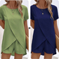 👗 50% RABATT! ☀️ Damen Zweiteiler – asymmetrisches Oberteil & Shorts – Einfarbig, luftig & vielseitig für Sommer, Strand & Alltag 🏖️