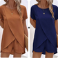 👗 50% RABATT! ☀️ Damen Zweiteiler – asymmetrisches Oberteil & Shorts – Einfarbig, luftig & vielseitig für Sommer, Strand & Alltag 🏖️