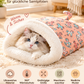⏳Zeitlich begrenztes Angebot⏳ Flauschiger Katzen-Winterschlafsack – halb geschlossene Kuschelhöhle mit Cartoon-Muster, Rosa oder Blau