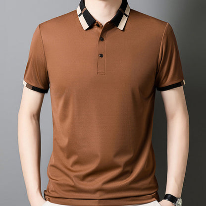 🔥Heute 50% Rabatt🔥Herren Stretch Ice Silk Kurzarm-T-Shirt mit Rever