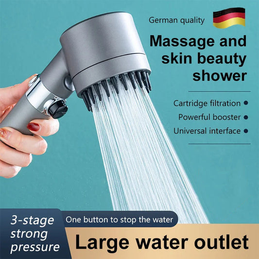 🏆Luxus-Duschkopf für Hautpflege & Massage - 3 Spray-Modi mit Wassersparender Technologie für Verjüngendes Duscherlebnis 💎🌊