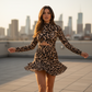 Minikleid mit Leopardenmuster und Raffungen für Damen
