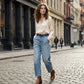 👖 Damen-Jeans Hohe Taille, verkürzt & weit ✨ Trendiger Style für Alltag & Freizeit 💥