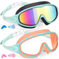 🏊 Kinder Schwimmbrillen Set 2 Stück, Anti-Beschlag & UV-Schutz, Weitwinkel-Glas mit Silikon-Dichtung & integrierten Ohrenstöpseln, bequemer Sitz für Jungen & Mädchen ✨