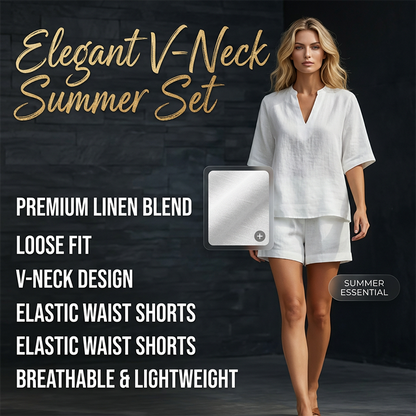 Damen 2-teiliges Set 👚 V-Ausschnitt Top + Shorts – weich, leicht & super komfortabel 🌿