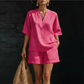 Damen 2-teiliges Set 👚 V-Ausschnitt Top + Shorts – weich, leicht & super komfortabel 🌿