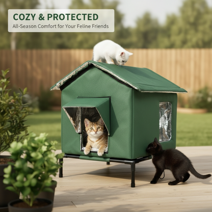 🏠 Wasserdichtes Outdoor-Katzenhaus – erhöht, zerlegbar & klappbar – ideal für verwilderte Katzen, Garten & Balkon – wetterfest & flexibel🐾💤