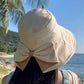 👒 Damen Sonnenhut mit breiter Krempe & dekorativer Schleife, faltbarer atmungsaktiver Stoff mit 360° UV-Schutz für Strand, Garten und Urlaub ✨