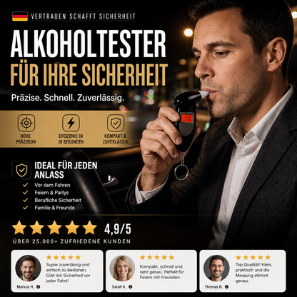 🚔✨Tragbares Atemalkoholmessgerät, Schnelltest‑Alkoholtester für den Heimgebrauch