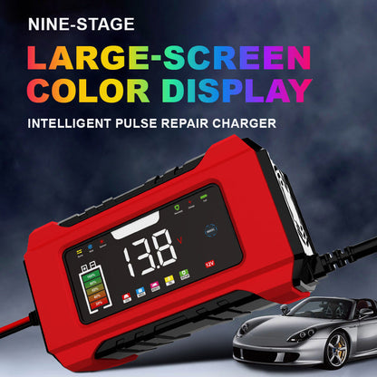⚡ Intelligentes KFZ-Batterieladegerät 12V 6A – 9 Stufen & Impulsreparatur – LCD-Farbdisplay für Blei-Säure-Batterien 🚗