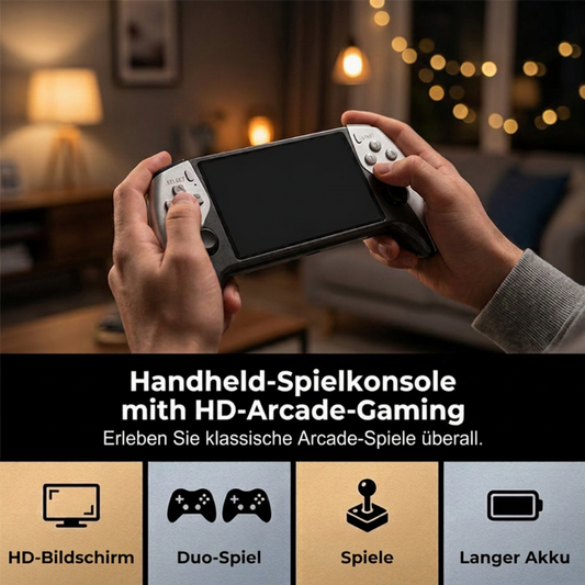 🎮 Handheld-Konsole – 2 Spieler, 5" HD, langlebiger Akku – Retro-Spaß unterwegs!
