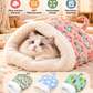 ⏳Zeitlich begrenztes Angebot⏳ Flauschiger Katzen-Winterschlafsack – halb geschlossene Kuschelhöhle mit Cartoon-Muster, Rosa oder Blau